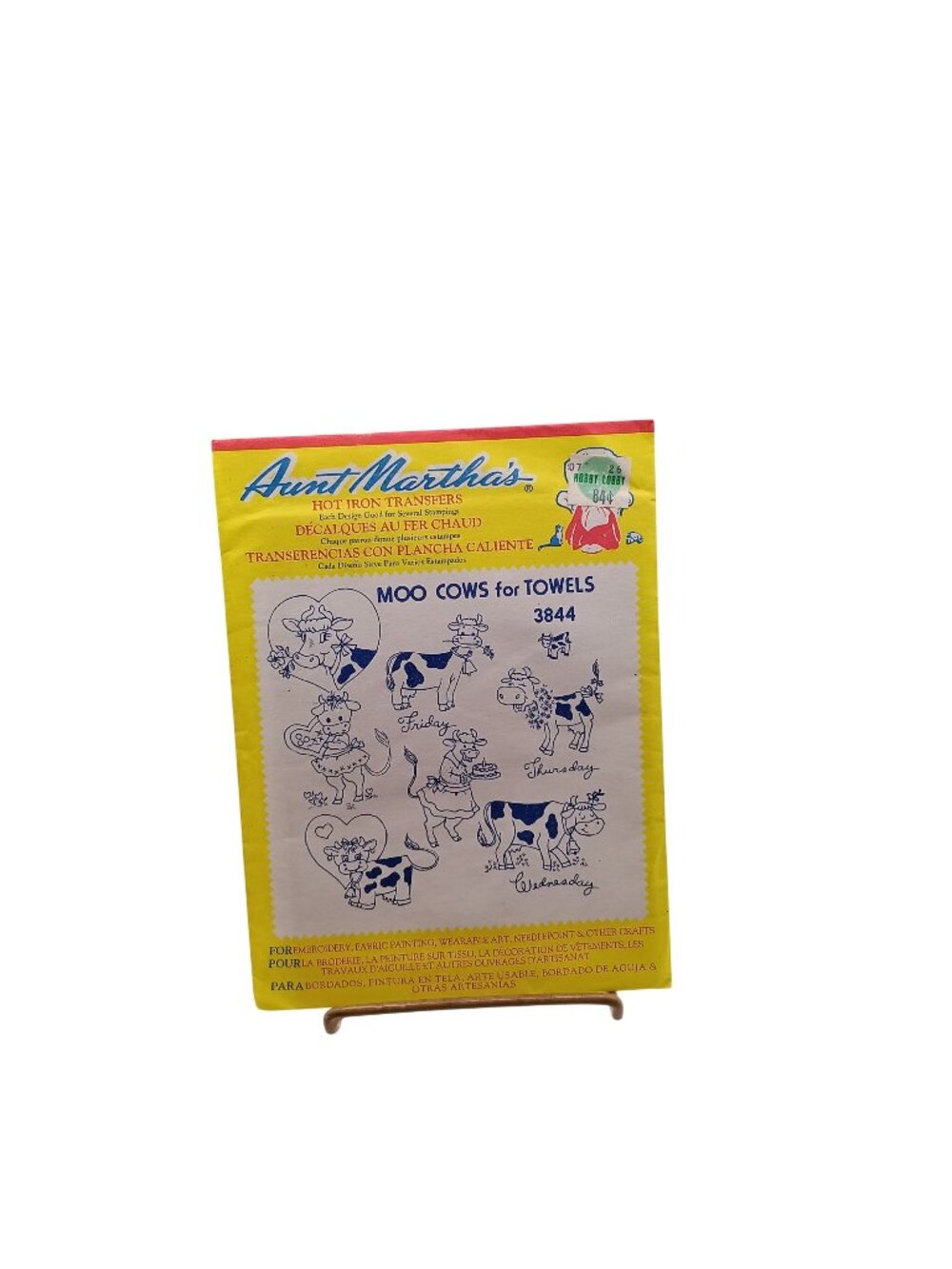 Aunt Marthas Moo Cows For Towels Iron-On Transfer Pattern 3844 Vintage
